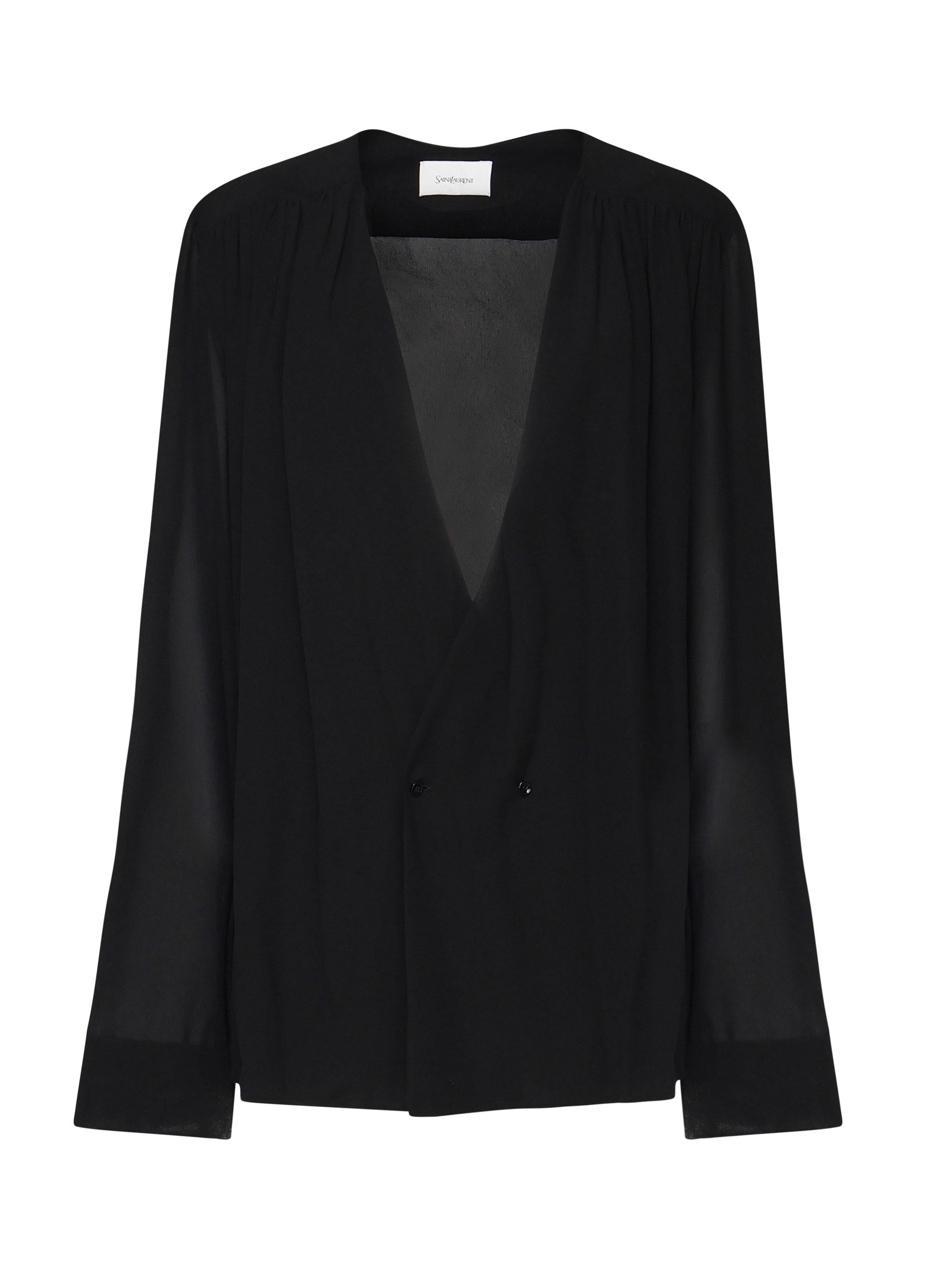 Camicia con schiena e maniche trasparenti 795532 Y7I211000 SAINT LAURENT 