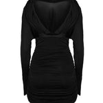 Abito con collo a cappuccio in jersey lucido 701047 Y36UU1000 SAINT LAURENT 