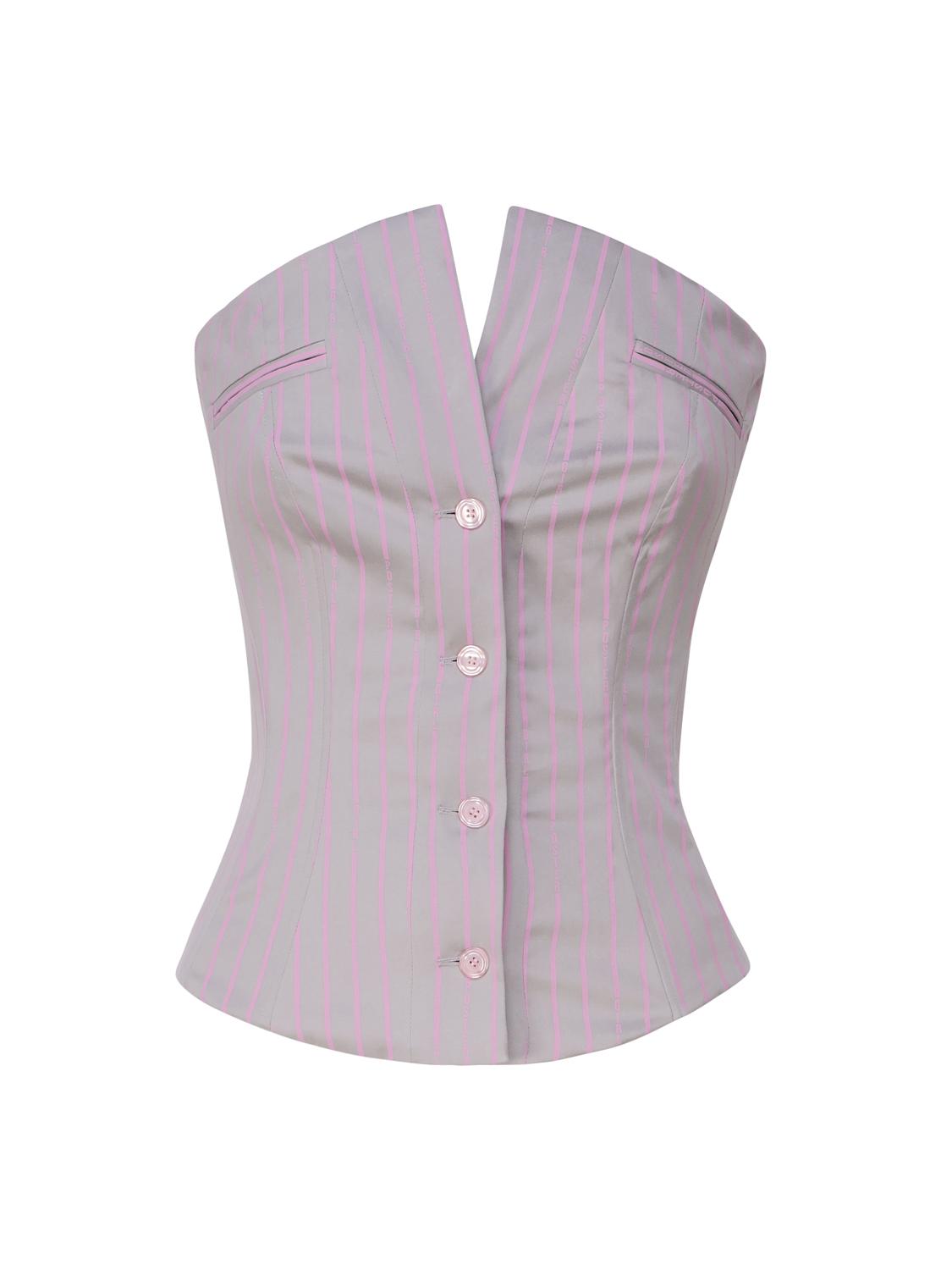 SS24RTWTP086STRETCH COTTONGREY/PINK PINSTRIPE POSTER GIRL