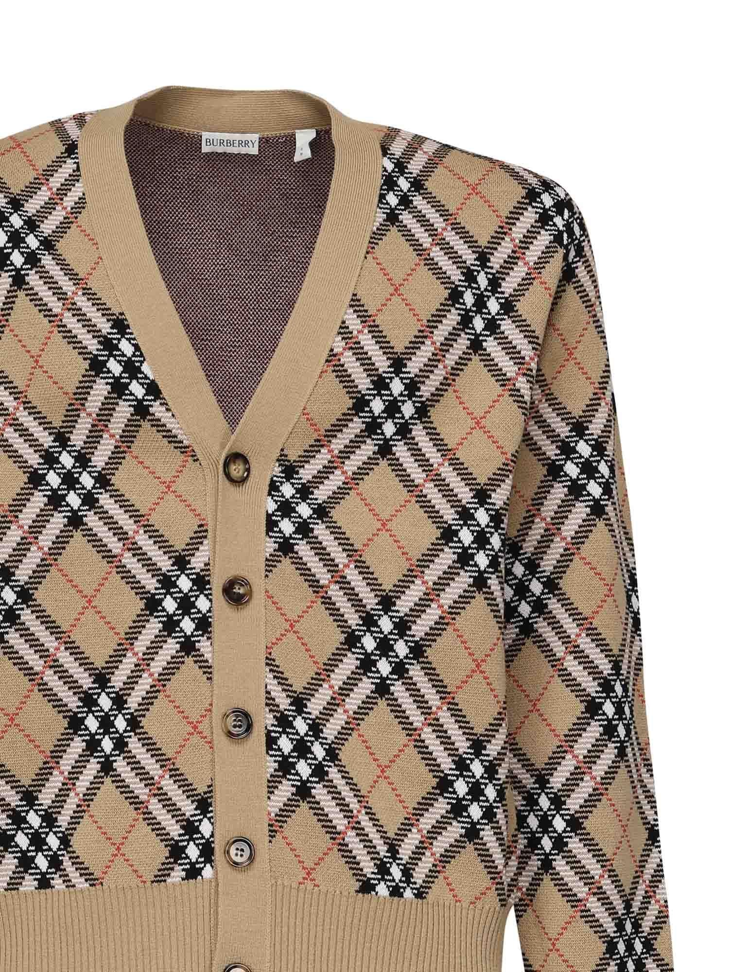 Cardigan in misto lana e mohair Check 8110629 B9368 BURBERRY 