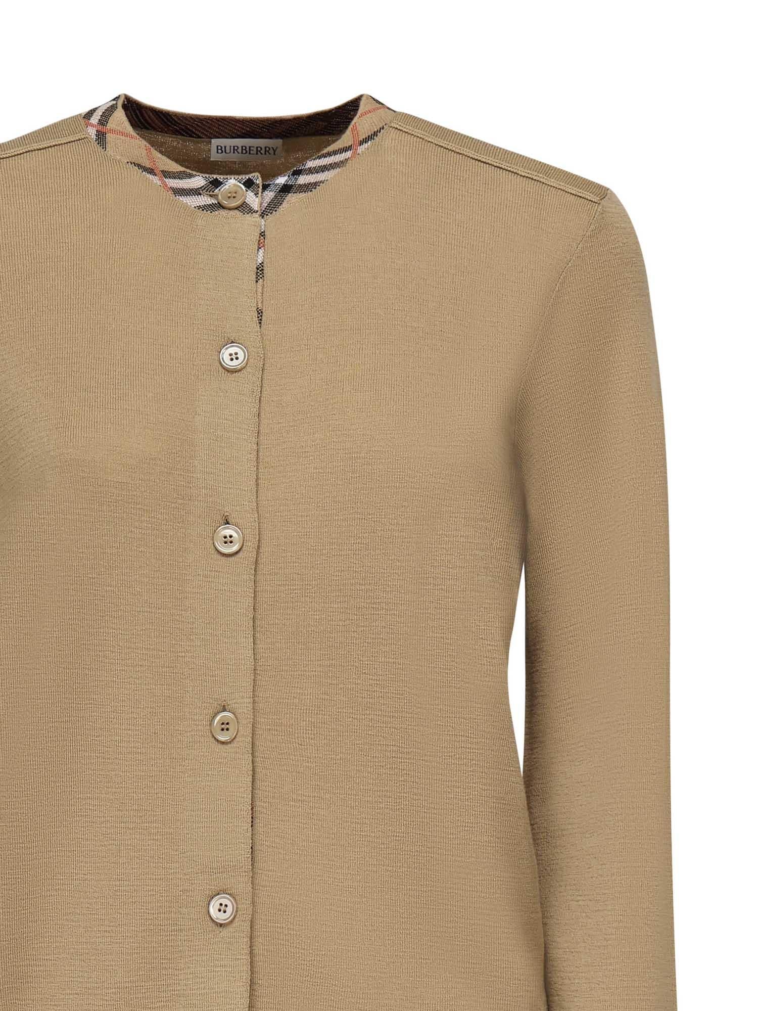 Cardigan in lana con finiture Check 8112164 B8626 BURBERRY 