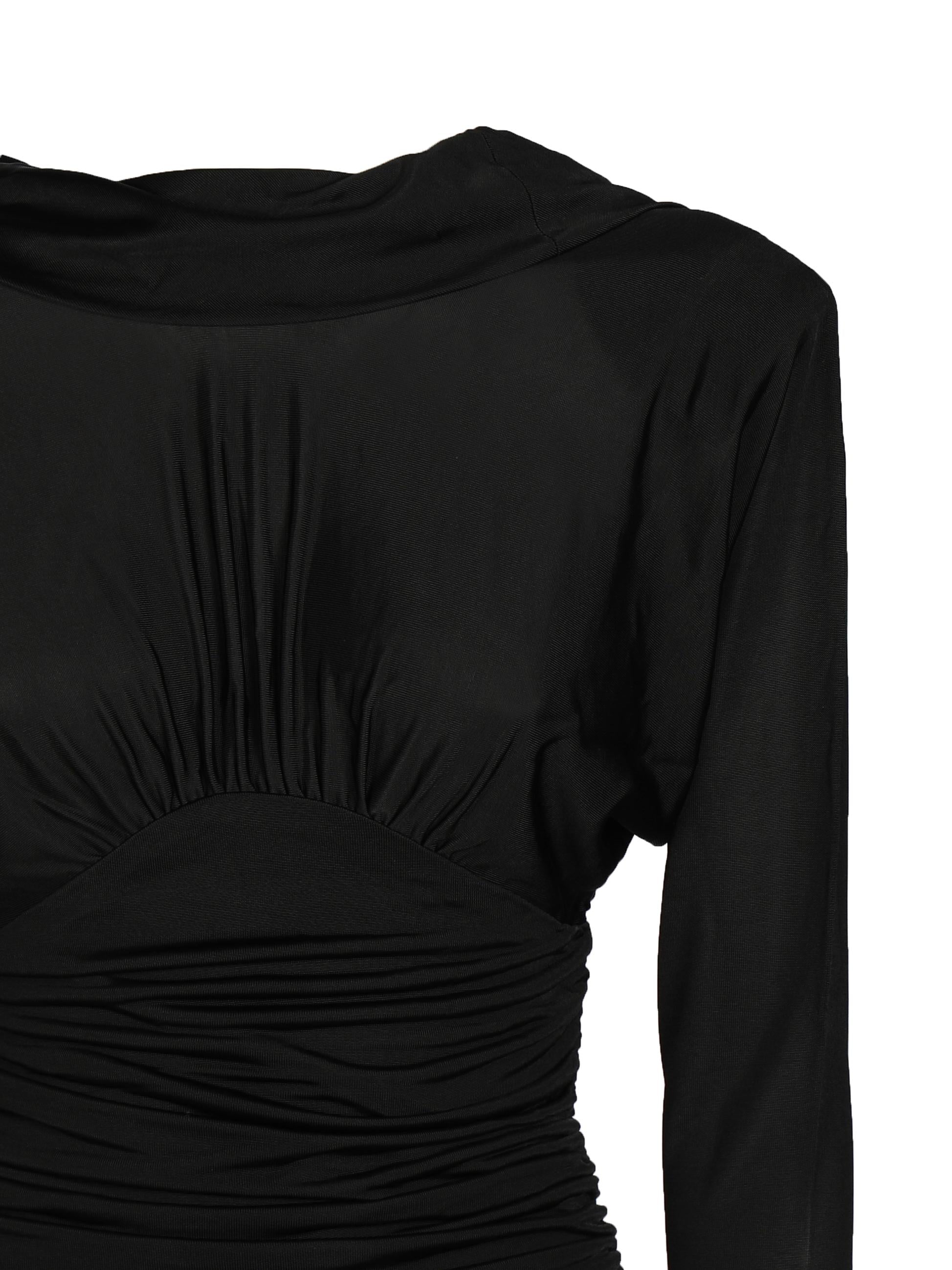 Abito con collo a cappuccio in jersey lucido 701047 Y36UU1000 SAINT LAURENT 