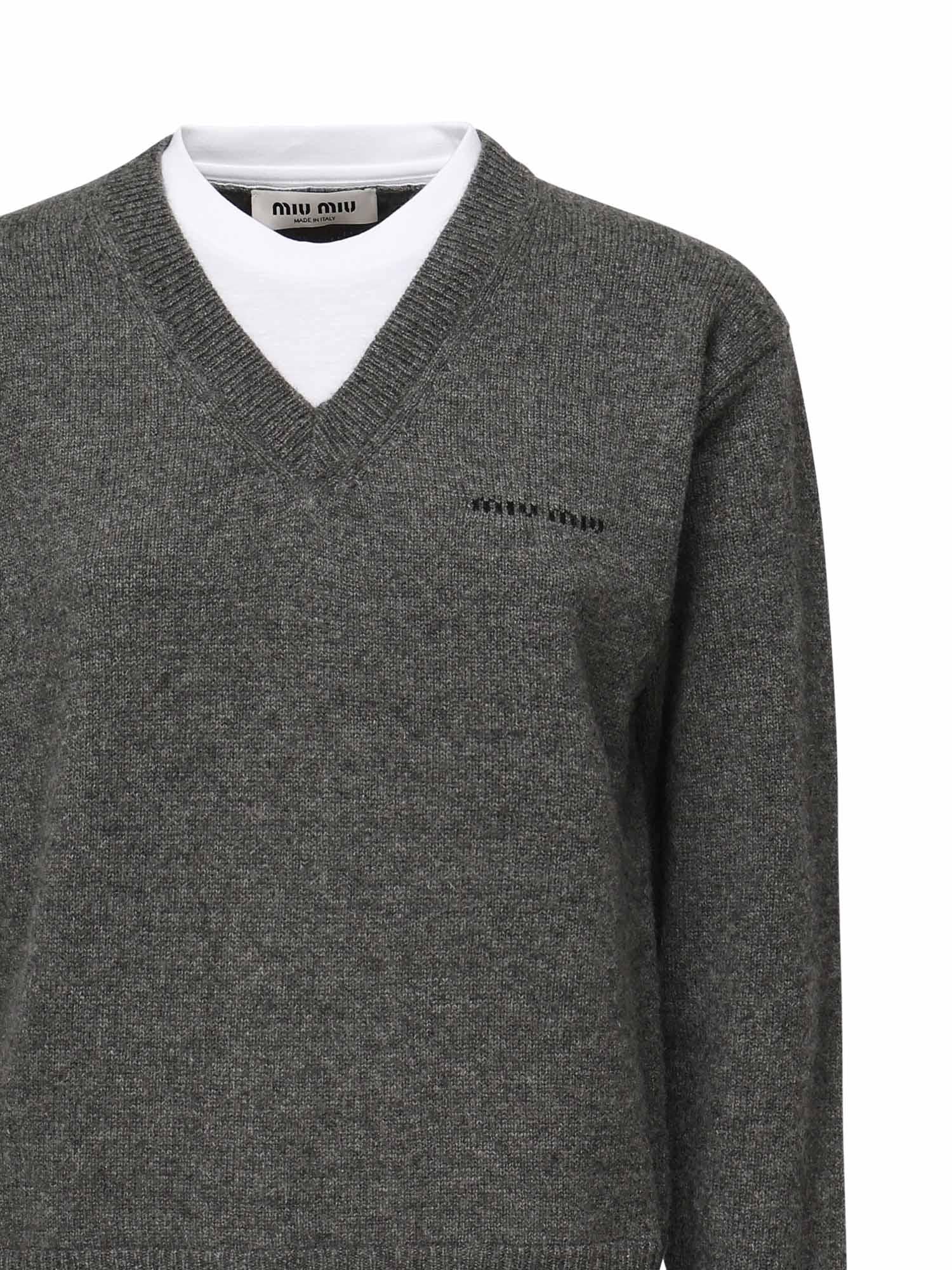 Maglia in cashmere con logo MMLB61 174KF0480 MIU MIU 