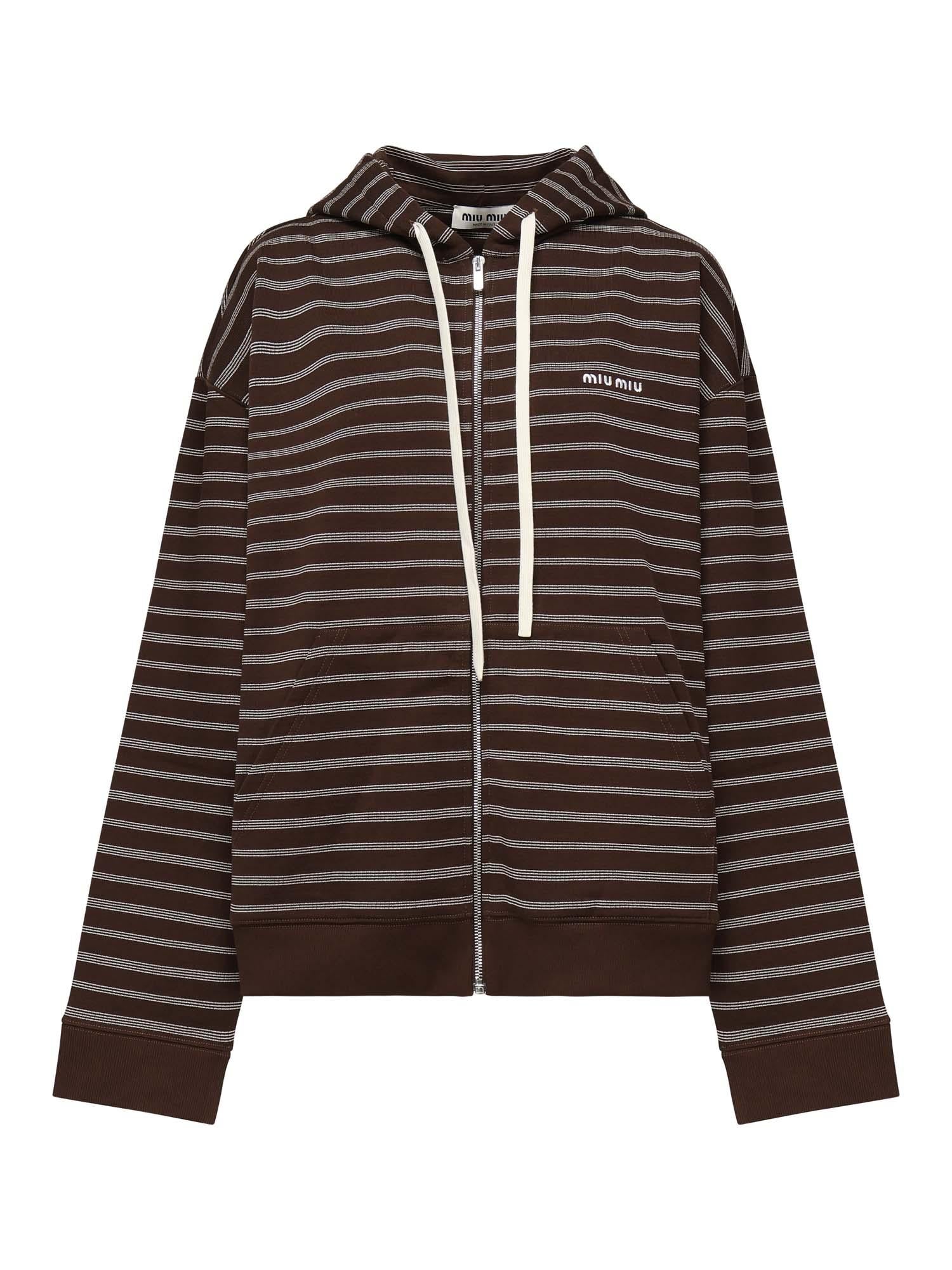 Felpa a righe con logo<BR/> MJL023 174VF0O7E MIU MIU 