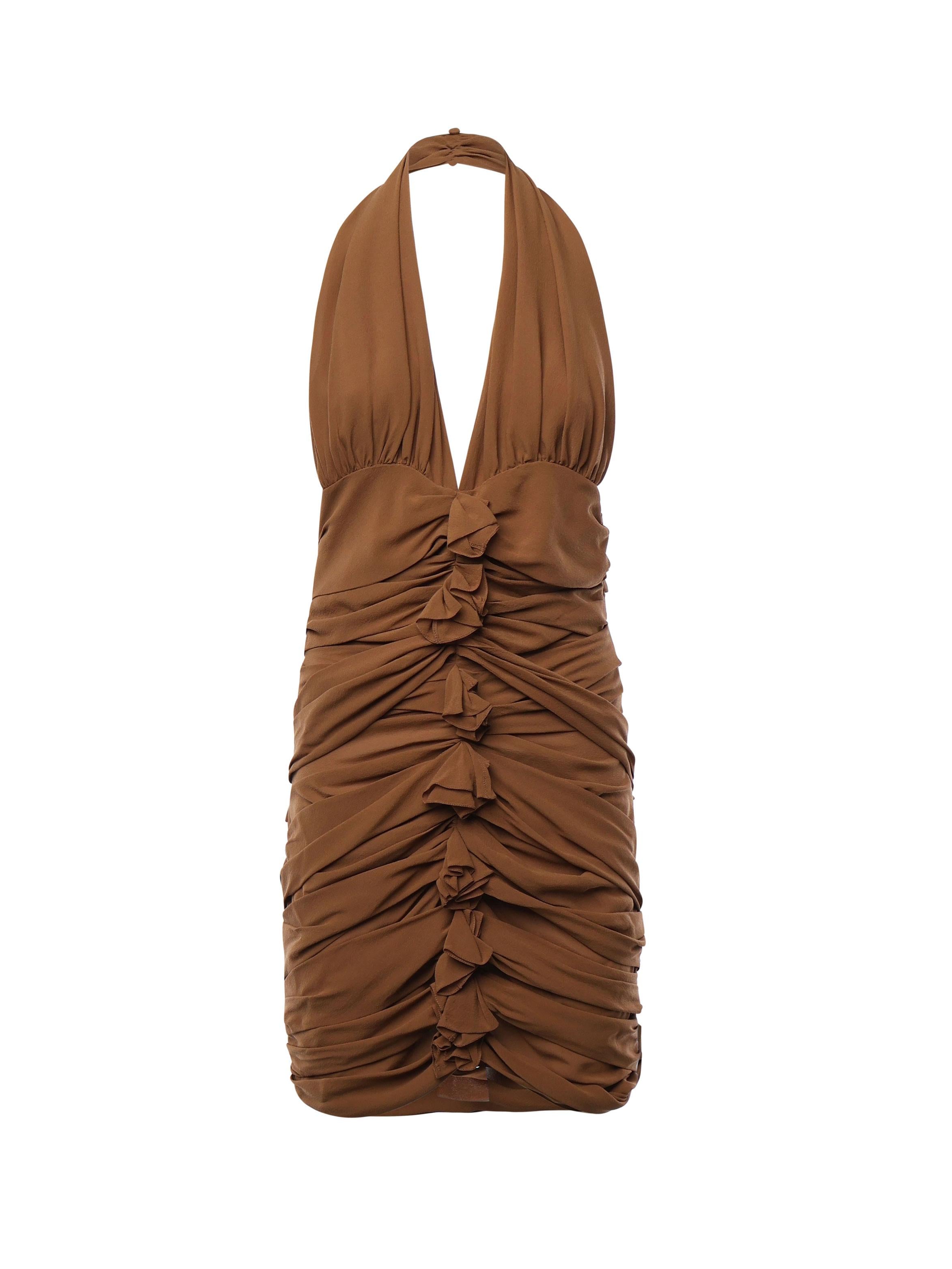 Abito arricciato in cupro 811012 Y71212769 SAINT LAURENT 